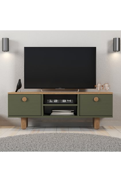 120 Cm Bohem Yaprak Tv Sehpası 50'' Tv Uyumlu Bohem Ayaklı Geniş Depolamalı Tv Ünitesi