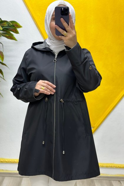 Women's Hijab Clothing Plus Size Seasonal Short Trench Coat