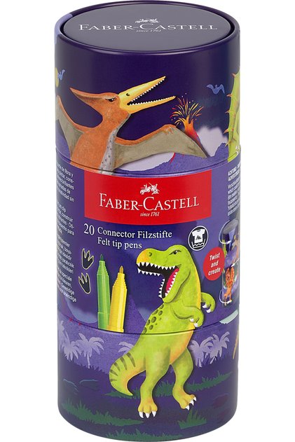 Markere 20 Culori Dinozauri Conector Faber-Castell
