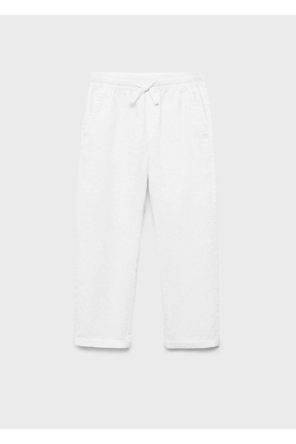 Keten karışımlı beli elastik pantolon