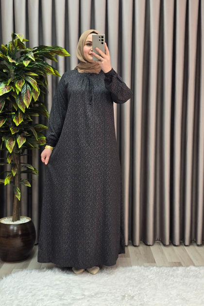 Women's Hijab Clothing Plus Size Half Robe Crispy Pattern Dress