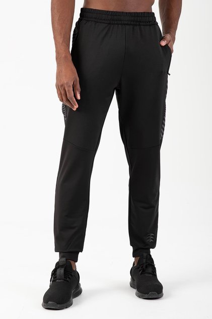 Regular Men's Ribbed Leg Black Sweatpants