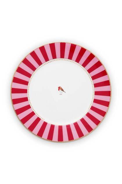 Πορσελάνινο πιάτο, Pip Studio, Stripes Red, 17cm, συλλογή Love Birds