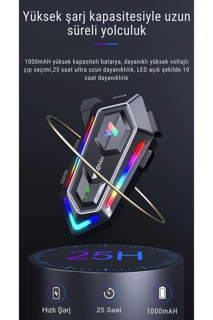 Omaze Y20 Max Upgrade İntercom Rgb Led Işıklı Telsiz Özellikli