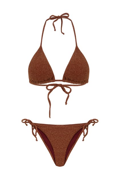Kiremit Simli MAEVE Terracotta Üçgen Bikini Takım