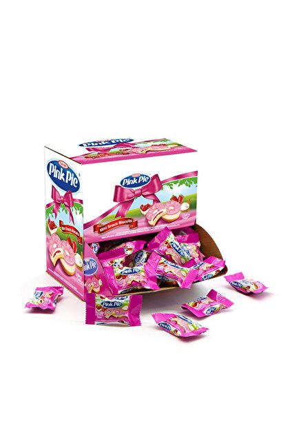 PINK PIE Çilek Aromalı Krema Dolgulu Beyaz Kokolinli Bisküvi 1000 Gr. (1 Poşet)