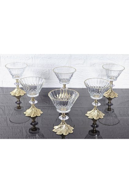 Vanillia Bowl & Magnolia Bowl & Ice Cream Bowl & Sugar Bowl Semerkand Gold Cast with Stands