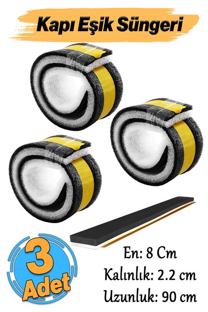 Yapışkanlı Kapı Altı Eşik Süngeri İnce Köpük Soğuk İzolasyon Bandı Fitili 90 cm Toz Böcek Engelleme