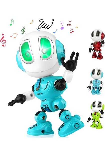 Metal Oyuncak Robot Ses Tekrar Eden Işıklı Sesli İnteraktif Sevimli Figür Robotu