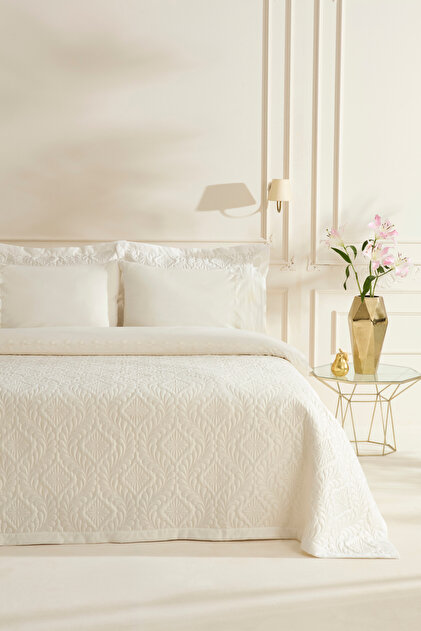 Karaca Home Glory Çift Kişilik %100 Pamuk 7 Parça Düet Set Ekru