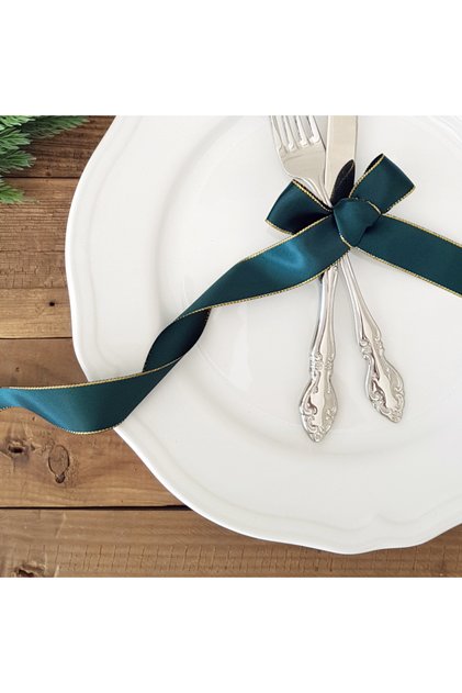 Glittered Dark Green Ribbon New Year, 25 Mm 5 Meters