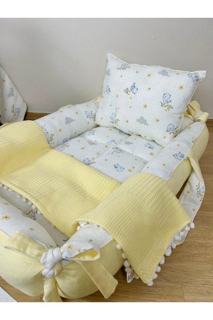 Bebe Muslin Anne Yanı Yatağı ve Dolu Baş Yastığı