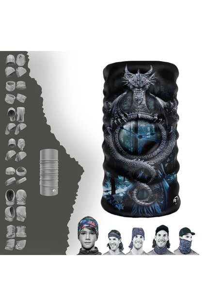 Dragon Clock Patterned Seamless Tube Neck Collar Bandana Buff Baf