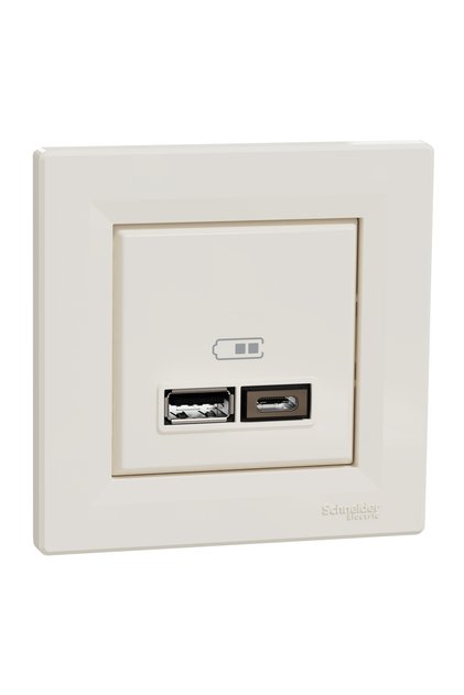 Eph2700323 Asfora Cream USB Socket Dual 2.4A Type A+C