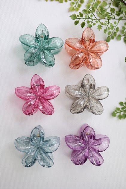 6 Pieces Silvery Lotus Women's Buckle Set Large Size 8 cm