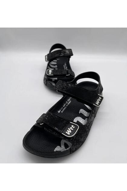 Children's Black Velcro Comfortable Sole Sandals