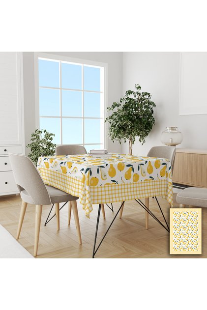 Plaid and Pear Patterned Carefree Tablecloth