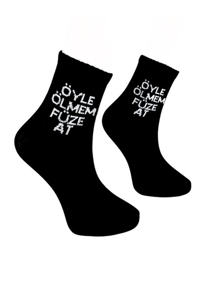 Unisex Socks Lettering Colorful Comfortable Patterned Fun and Stylish Custom Designs Black College Socks
