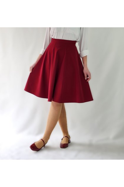 Burgundy Six Piece Woven Bell Skirt