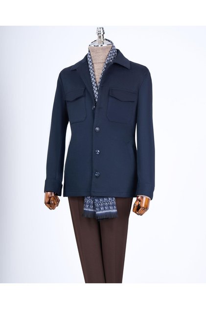 İtalyan stil slim fit spor mont erkek lacivert T13479