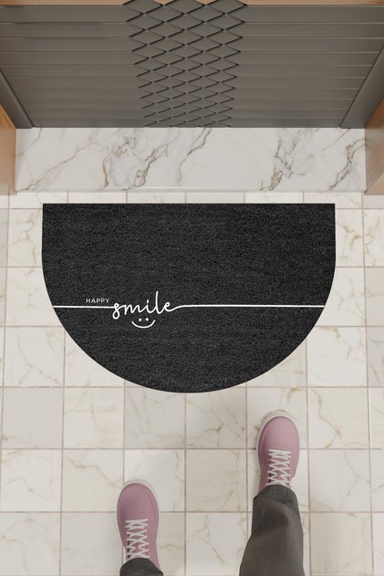 Modern Digital Doormat Black Happy Smile Doormat - Front Door Mat