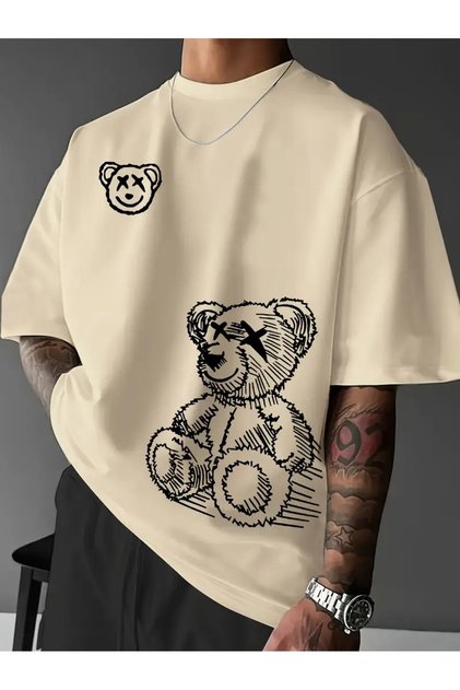 Daily Bear Graphic T-Shirt for Men - Soft Polyester