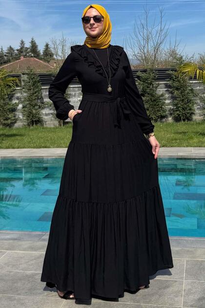 Rabia Şamlı Jale Elbise Siyah - Fiyatı, Yorumları