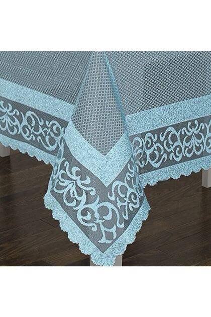 Luxury Knitted Kdk Ottoman Pattern Tablecloth Blue