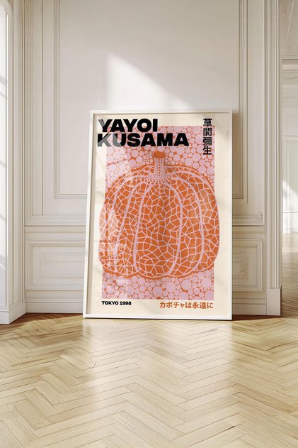 Framed Yayoi Kusama "Pumpkin" Premium Painting: Pop Art Icon on Your Wall