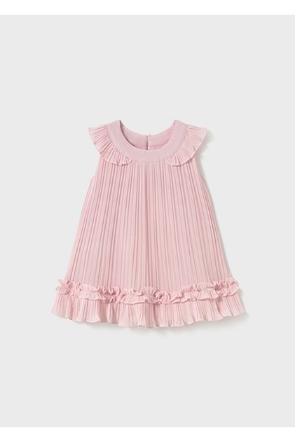 Kız Bebek Fırfır Yaka Detaylı Pilise Elbise