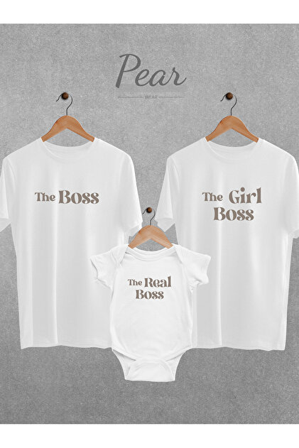 Pear Wear Best Mom Dad Baby Baskılı 3'lü Takım Anne Baba Bebek