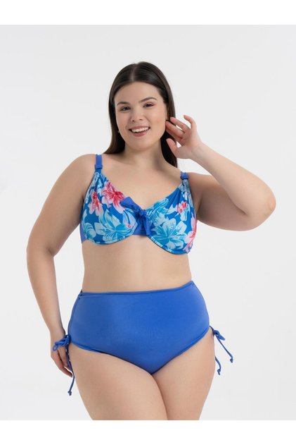 Aquaviva Kadın Büyük Beden Mavi Çiçek Desen Daniela Balen Destekli Bikini Takımı