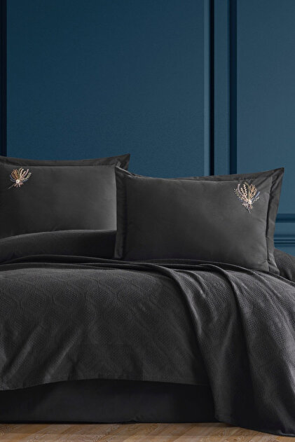 ZEBRA CASA Sandal Çift Kişilik Pike Takımı / Siyah - Fiyatı, Yorumları