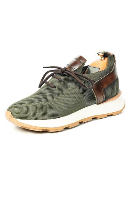 Alpino Knitwear Genuine Leather Handmade Green Men's Sports Shoes