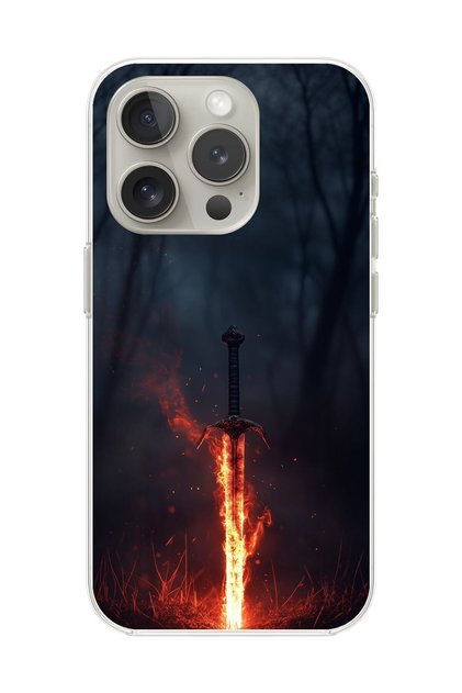 iPhone 13 Pro Compatible Transparent Case Sword Design