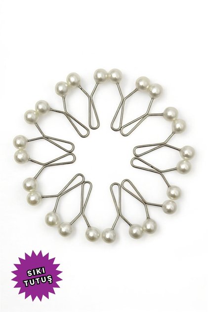 Scarf Shawl Clip White 12 Pieces Pearl Model Clip - Women's Hijab Accessory Needle