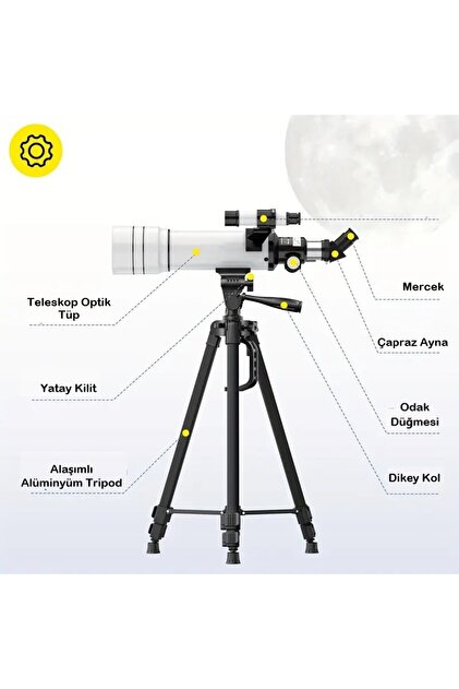 UmoTech Profesyonel 333x Astronomik Gökyüzü Ay Doğa Teleskobu
