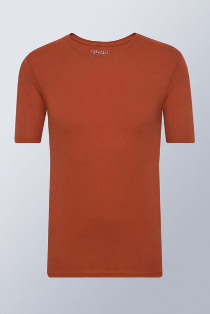 Yuvarlak Yaka Özel Üretim Tshirt Regular Normal Kalıp Kiremit
