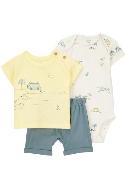Erkek Bebek Body Şort Set 3'lü Paket