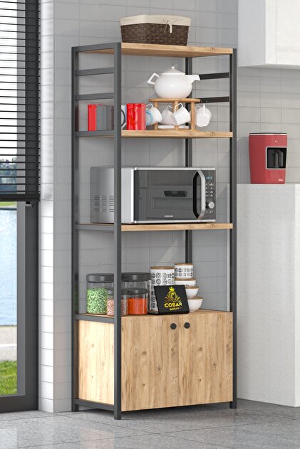 Cosargroup Dekoratif Çok Amaçlı Mutfak Standı 2 Kapaklı 4 Raflı