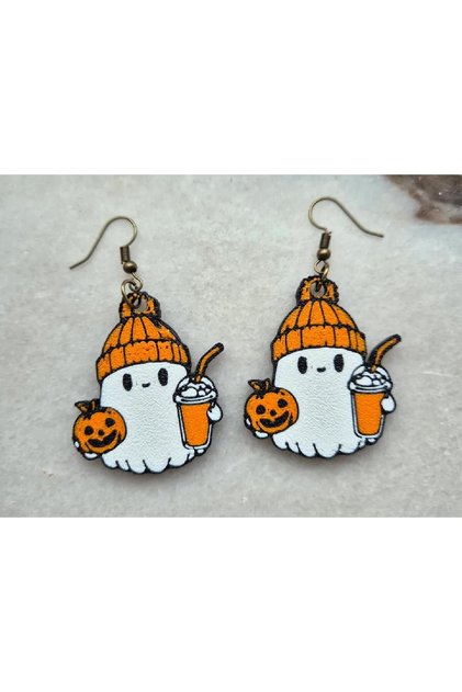 Halloween Ghost Themed Earrings with Colorful Figures - Lightweight and Fun Design