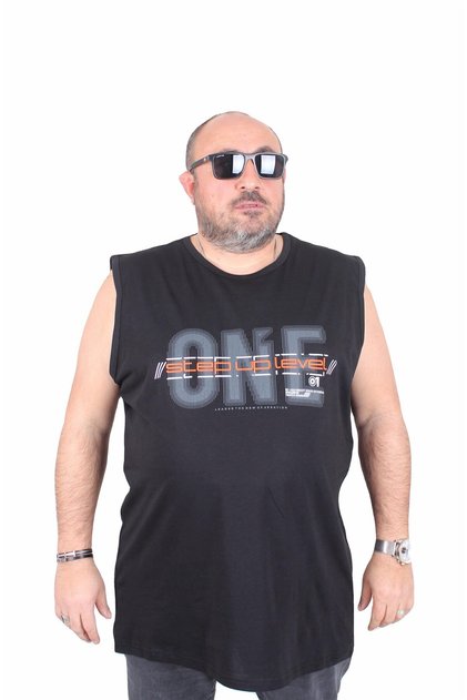 Oversize Printed Sleeveless T-Shirt Step up Level 25155 Black