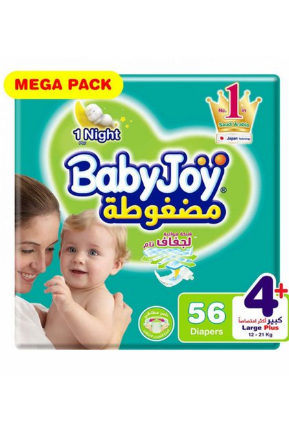 Baby Joy Compressed Diapers Size +4, 56 Diapers Pack