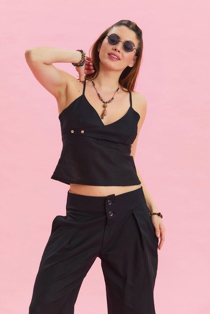 V-Neck Thin Strap Summer Blouse