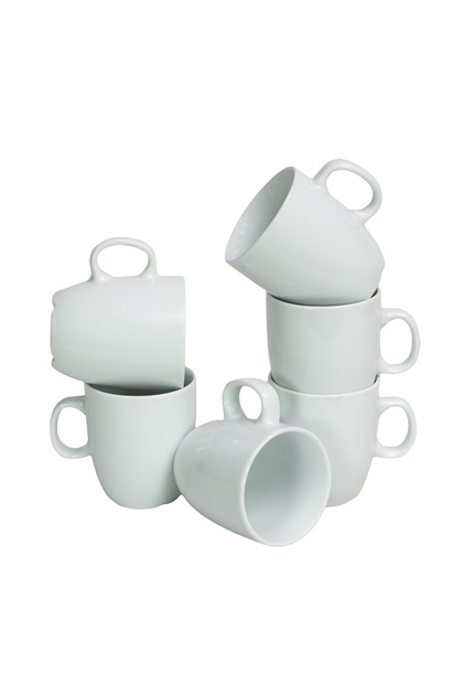 Set 6 cani rotunde cu model Alb Lucios, 170 ml