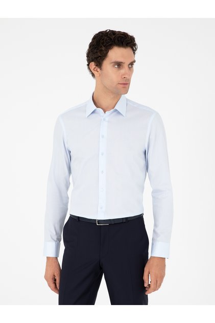 Light Blue Slim Fit 100% Cotton Shirt 50303006-Vr003