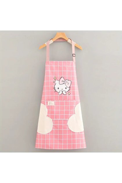 Sanrio Hello Kitty Waterproof Painting Kitchen Food Making Dishwashing Apron with Towel Pocket