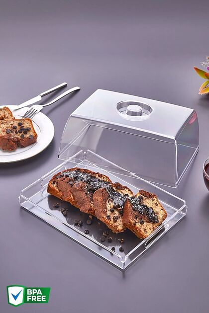 White Elegant Cake Pastry Presentation Stand Tray Dome Crystal Multi-Purpose Presentation Tray Cake Dome 2
