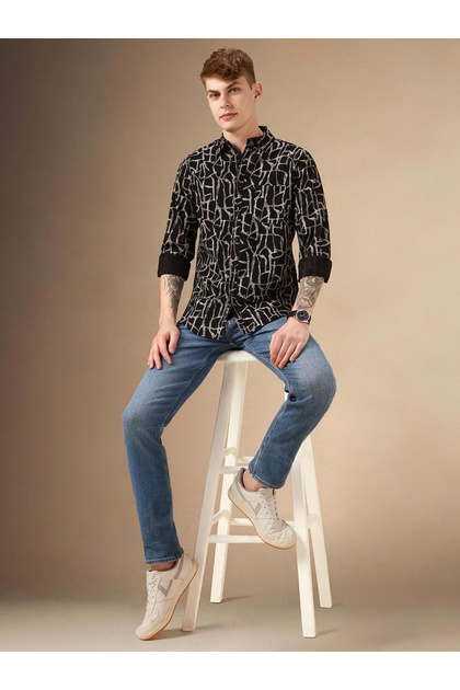 Abstract Printed Cotton Casual Shirt