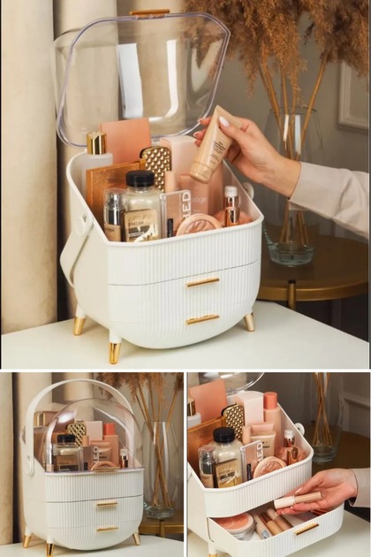 House by House Maxim 3396 Makeup Cosmetic Organizer with Drawers Cream